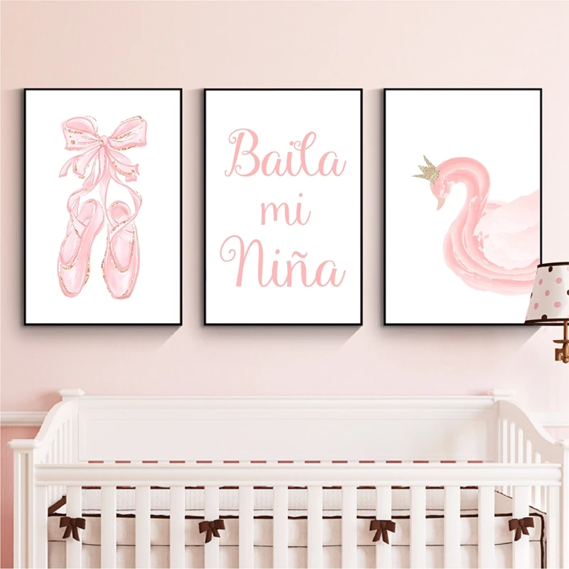 Ballerina Wall Art Painting Baby Girl Room Decor