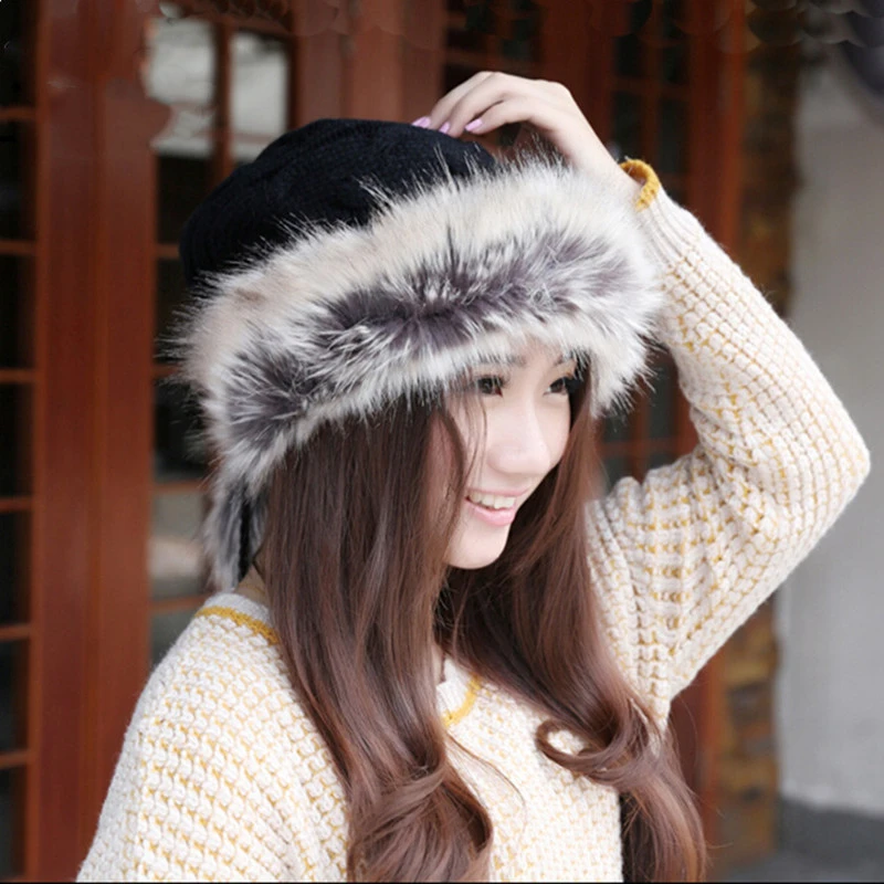 Шерстяные шапки женские двухслойные увеличивают вниз вязаная шапка детская зимняя шапка шапки шарф двойного назначения