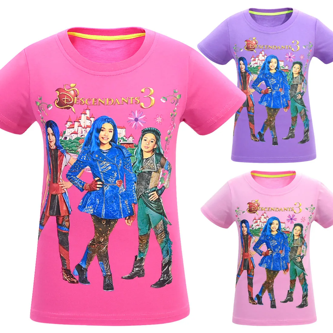 Summer Children T-Shirts Tops Short Sleeve Descendants 3 Girls T-shirt Cartoon Clothing Casual Baby Kids Tees T Shirt