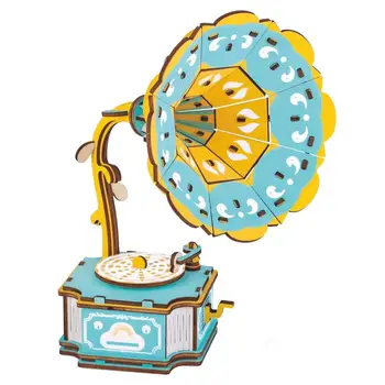 

Educational Toys 3D Puzzle Gramophone Model Wooden Three-dimensional Kids DIY Handmade Toys Classical gramophone Birthday Gift