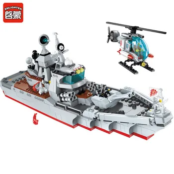 

539Pcs NAVY Warship Building Blocks Sets Military Battle Sea Force Destroyer Attack Boat Army Educational Toys for Children