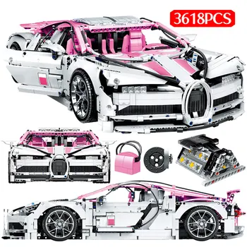

City Mini Car Particle 1:10 Model Building Blocks LOZ Technic Pink Bugatti Sports Car Bricks Gifts Toys For Children