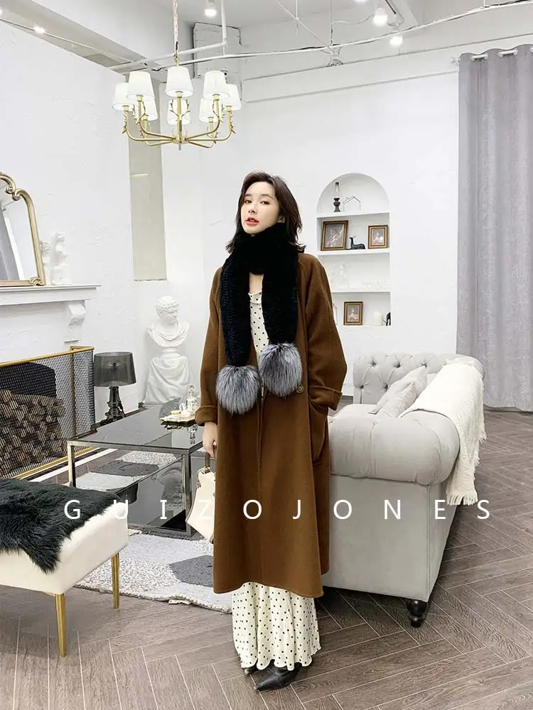 Winter Warm Rex Rabbit Fur Woven Big Hair Ball Scarf Encryption Thickening Fur Scarf Bib