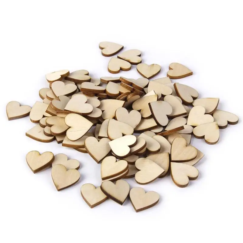

50pcs 40mm Blank Heart Wood Slices Discs for DIY Crafts Embellishments Wedding Birthday Party Decoration