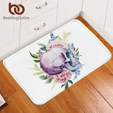 BeddingOutlet цветочный листовой ковер череп коврик для Спальня в готическом стиле, Мода входная дверь акварель белый коврик для пола 50x80 см