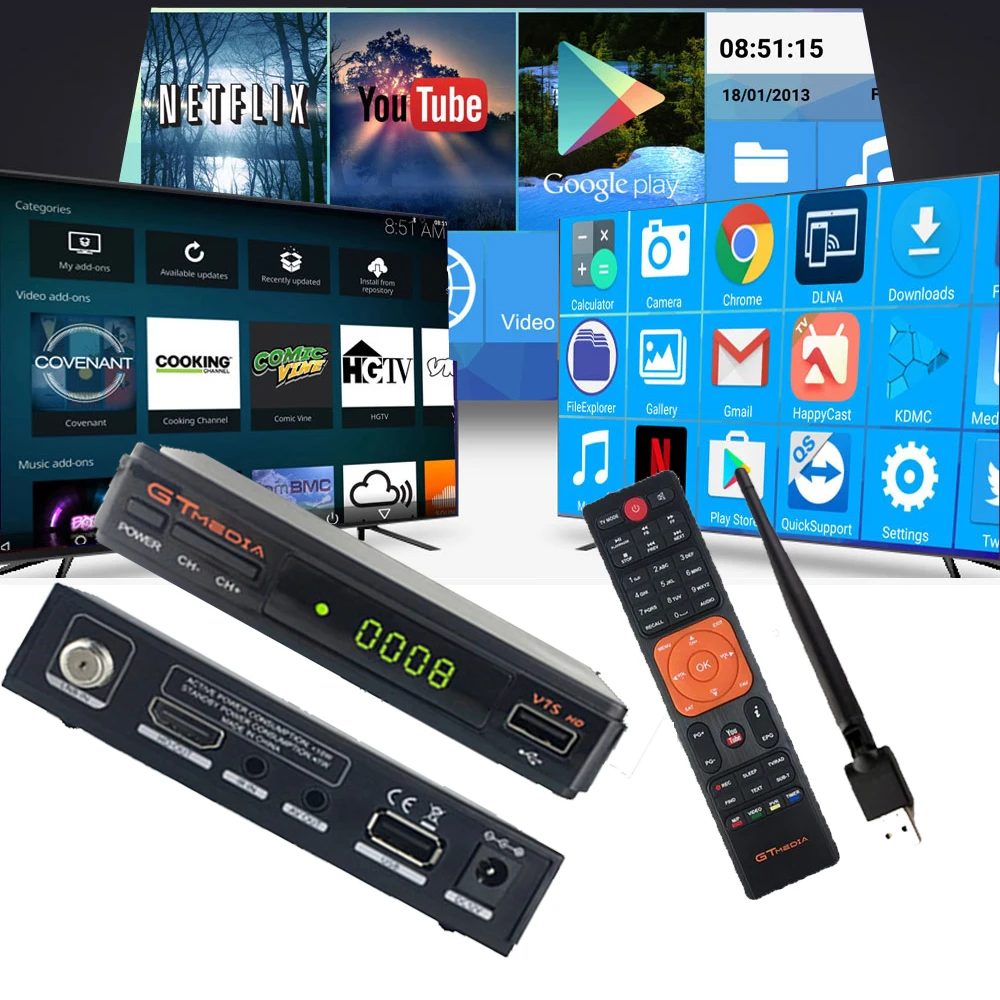 GTmedia V7Shd спутниковый ТВ приемник Freesat V7 DVB-S2 PowerVu, ключ через USB Wifi cccam clines youtube сетевой обмен