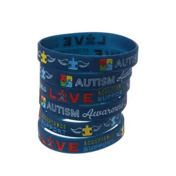 

6Pcs/Set Autism Awareness Bracelets Awareness Creates Change Silicone Wristband Blue Bracelet