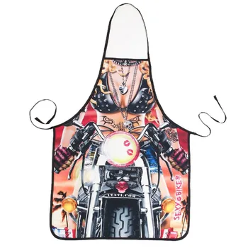 

Novelty Cooking Kitchen Apron Motorcycle Woman Printed Apron Cooking Grilling BBQ Apron