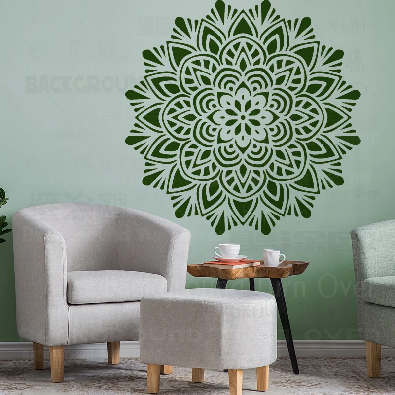 80 -120 cm Mural Stencil Furniture Mandala Arabic Indian Decor Paint Big Large Wall Flower Ethnic Decoration Templates S011 afbeelding