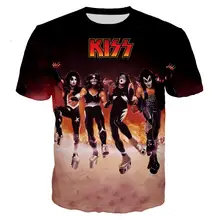 Rock Kiss Band, летние хипстерские футболки с 3D принтом, Мужская Уличная футболка с круглым вырезом для мальчиков, Мужская одежда, топы, большие размеры 5XL