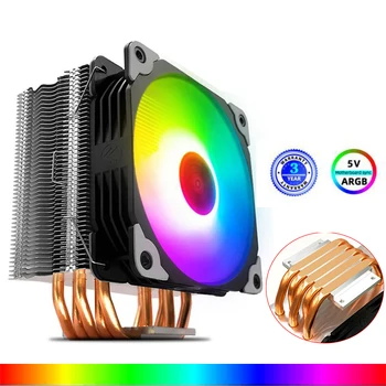 

CPU Cooler Radiator 5 Pure copper Heat Pipes Heat Sink RGB PWM 4Pin PC Cooling Fan for Intel LGA115X 1366 775 AMD AM4 AM3 FM2