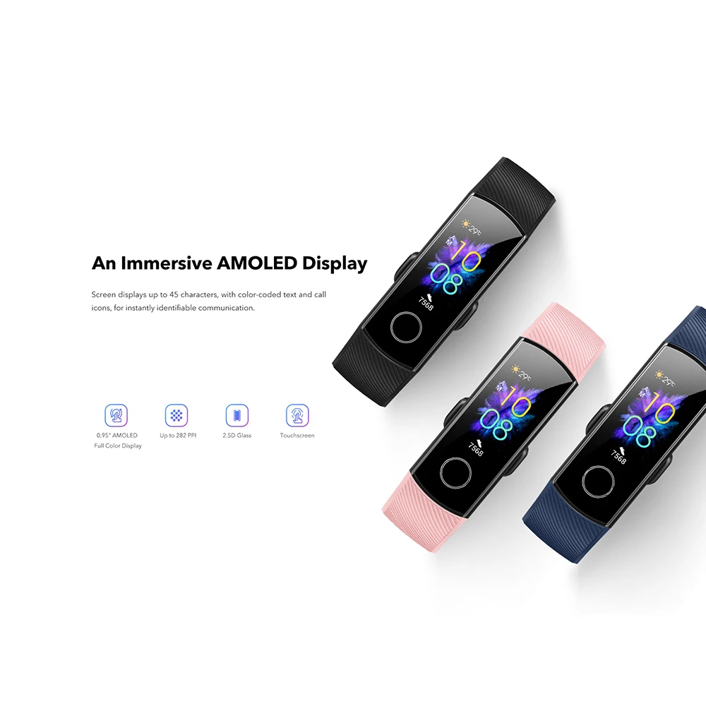 Huawei Honor Band 5 фитнес-браслет BT4.2 мониторинг сердечного ритма в режиме реального времени водонепроницаемые Смарт-часы несколько спортивных режимов