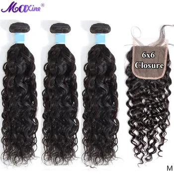 

6x6 Clousre and Bundles Water Wave Bundles with Closure 5x5 Lace Closure with Bundles Human hair 3 Bundles with Closure Non-remy
