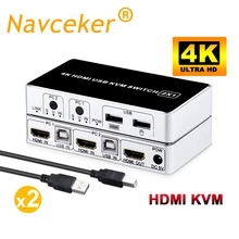 Navceker 2 порта HDMI KVM переключатель 4K KVM HDMI USB переключатель Поддержка USB 2,0 клавиатура мышь KVM переключатель USB для ПК ноутбука XBox монитор(China)