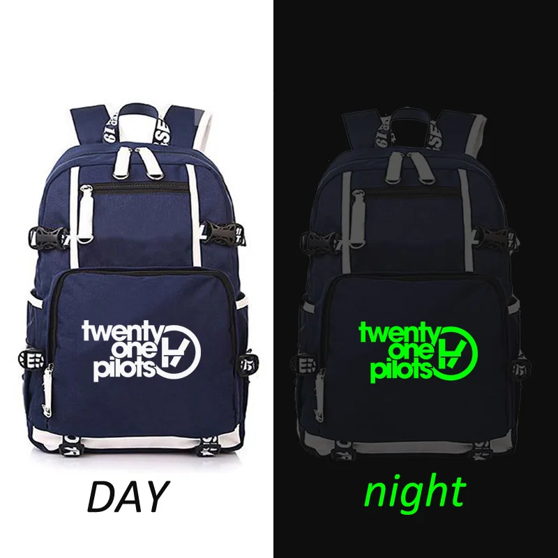 Twenty One Pilots school bag Reflective Rucksack student schoolbags Travel backpack Leisure Daily Notebook Storage bags - Цвет: style14 blue