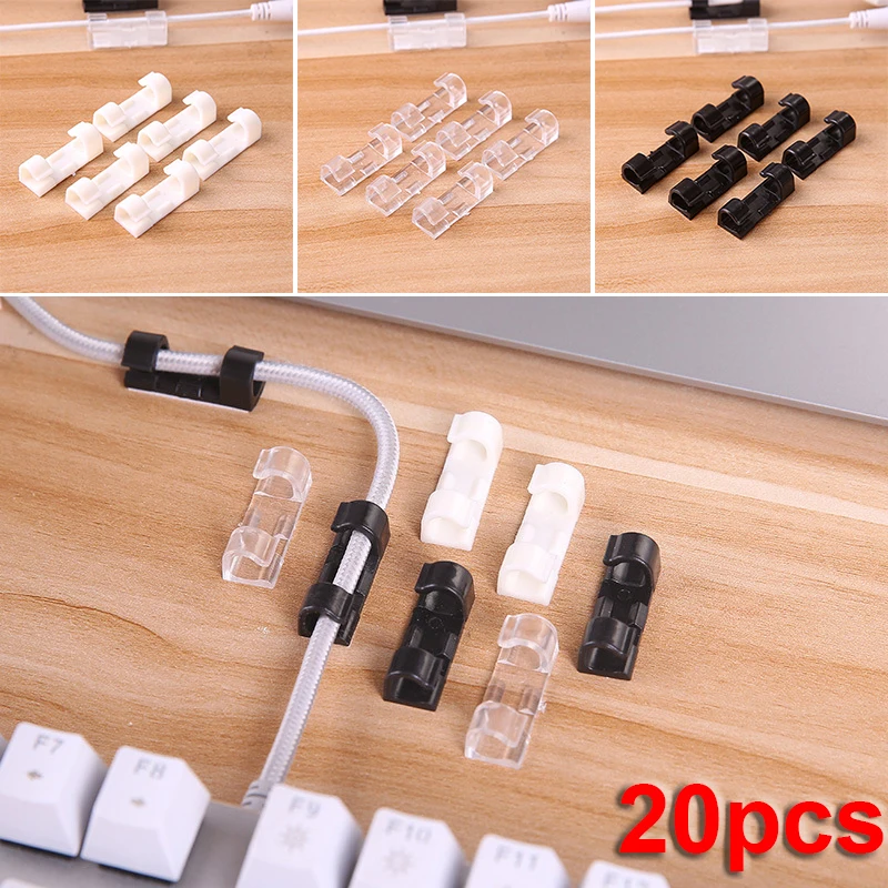 

20Pcs Self Stick Wire Cable Cord Clips Clamp Table Wall Tidy Organizer Holder
