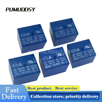 

5 pcs SRD-05VDC-SL-C SRD-05 5 Pins 5V 10A DC Coil PCB Relay new
