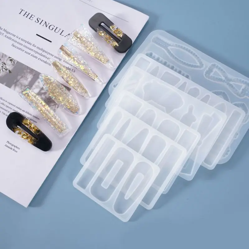 

Crystal Epoxy Resin Mold Hair Clip Barrette Casting Silicone Mould DIY Crafts Jewelry Hairpin Making Tools