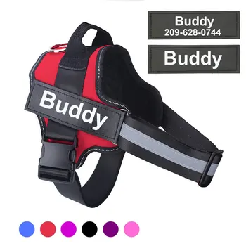 

Personalized Dog Harness NO PULL Reflective Soft Adjustable Harnesses ID Custom Patch Vest Collar Hand Strap for Dogs