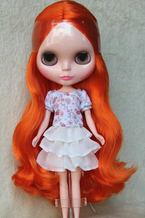 Обнаженная кукла Blyth, оранжевые длинные прямые волосы - Цвет: normal body doll