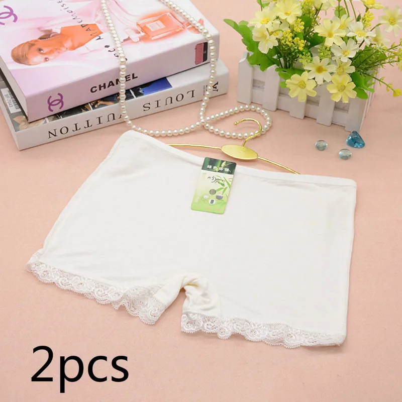 White lace edge 2 шт. бесшовные шорты безопасности штаны женские дышащие короткие колготки сексуальное нижнее белье Боксеры Нижнее белье Женские шорты под брюки - Цвет: White lace edge