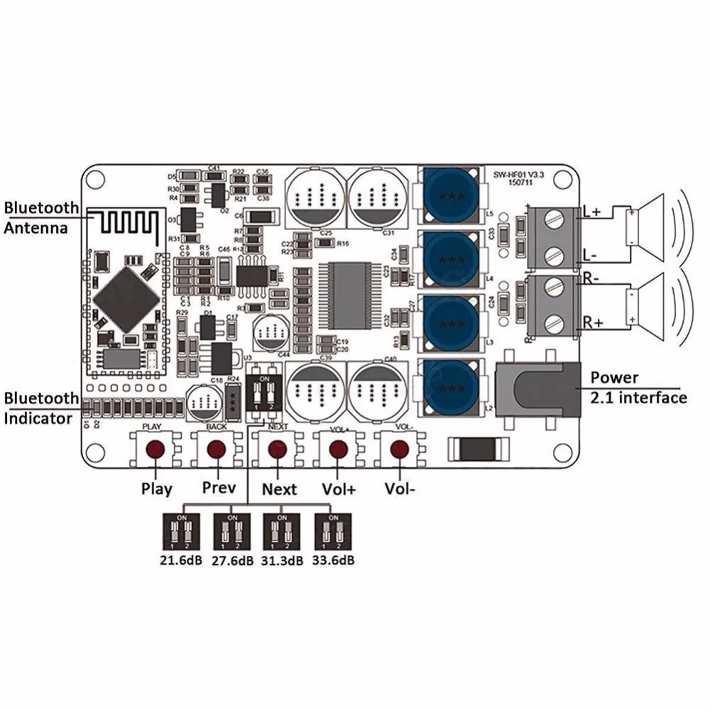 Лучшие продажи TDA7492P 50 Вт+ 50 Вт Bluetooth 4,0 беспроводной цифровой аудиоприемник усилитель плата HIFI усилитель