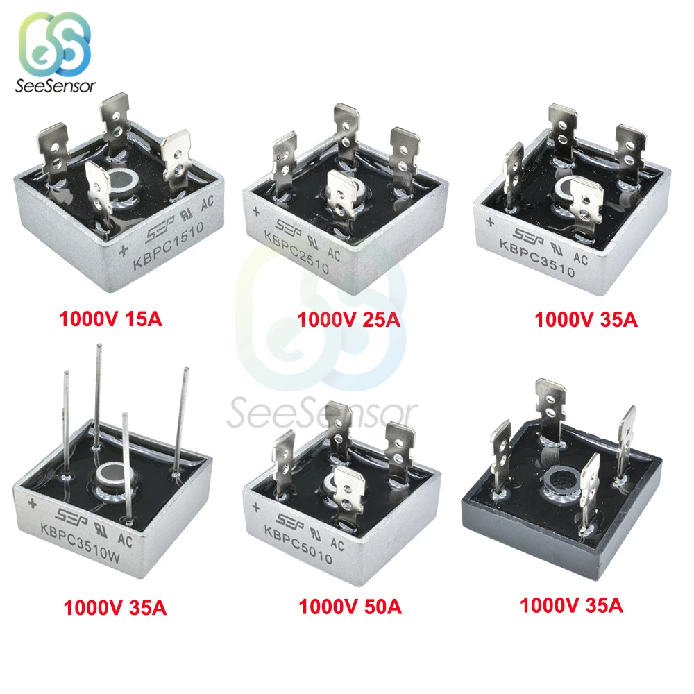 

5Pcs/lot KBPC5010 KBPC1510 KBPC2510 KBPC3510 GBPC3510 Diode Bridge Rectifier 15A 25A 35A 50A 1000V Power Rectifier Diode