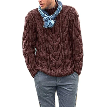 

Winter Men's Clothing Brown Pullover Sweater Casual Soft Comfortable Thick Warmer Sweater coat Hand-knitted Cool Men's Sweater
