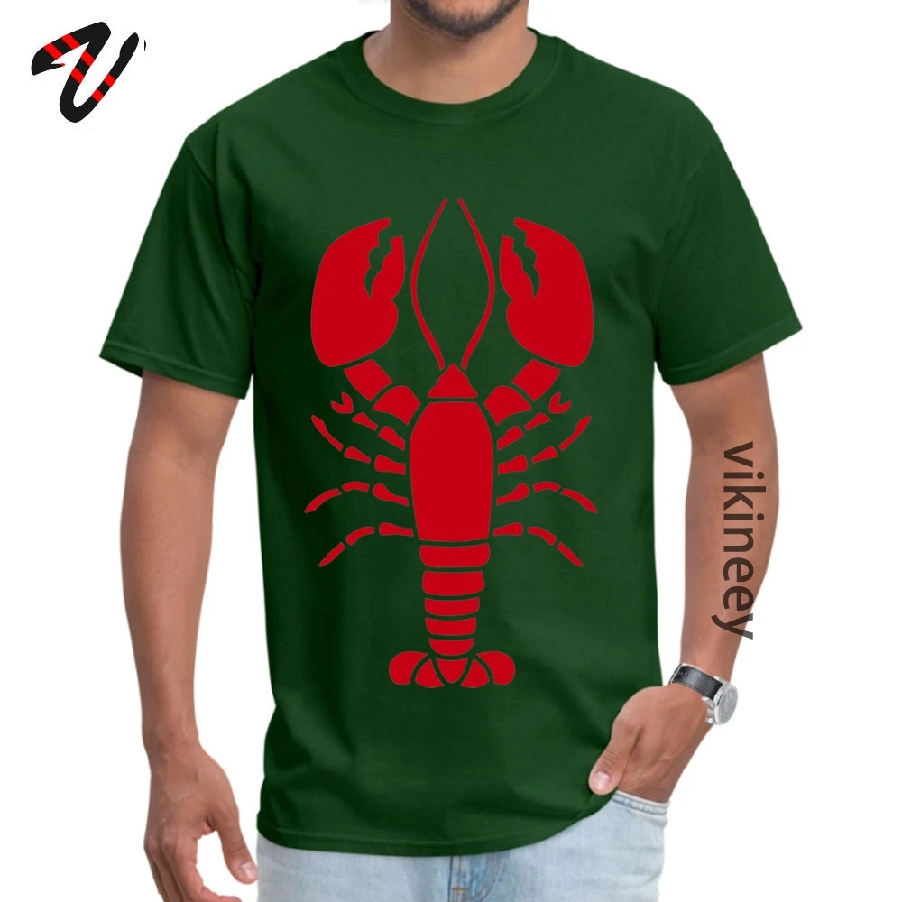 Lobster Crewneck Top T-shirts Thanksgiving Day Tops &amp;amp; Tees Short Sleeve New Design Cotton Print Tees Custom Mens Lobster 9590 dark