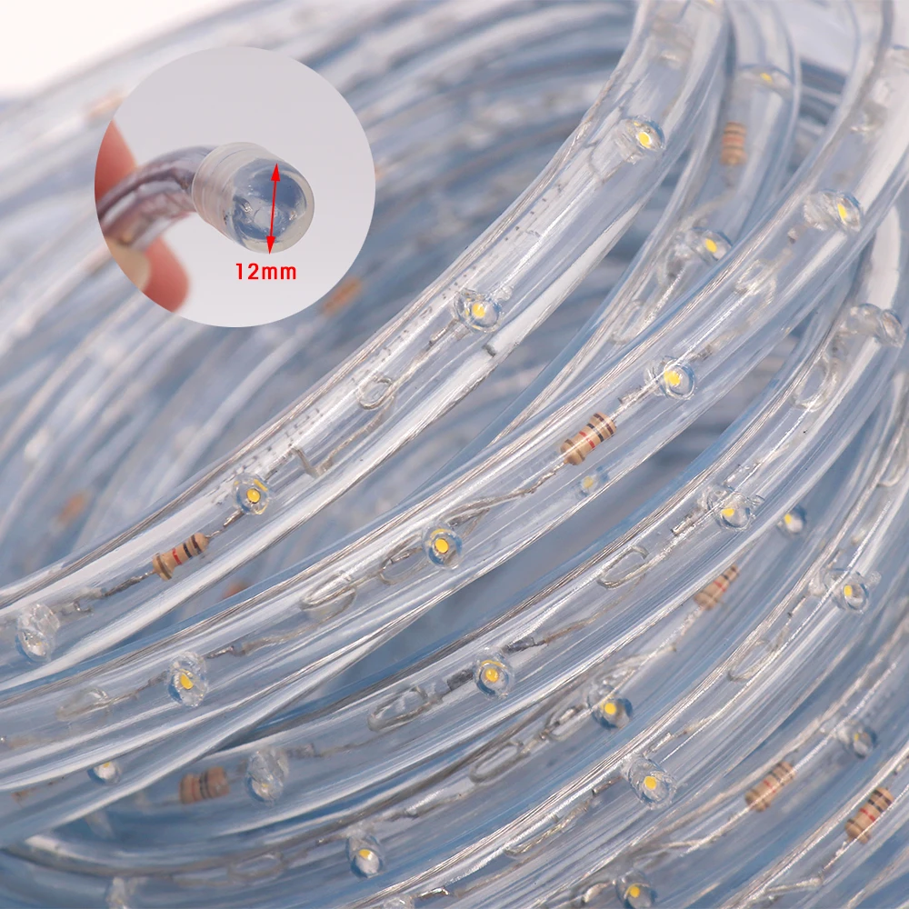 220V LED Strip Light With UK Power Plug Round 2-wire Outdoor IP67 Waterproof Christmas Decoration Led Lamp Ribbon Home Decor