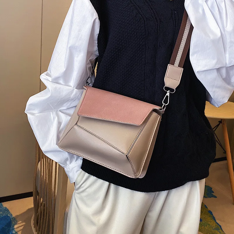 

2020 New Women Bag Fashion Mixed Colors Shoulder Bag Patchwork Cover Flap PU Crossbody Bags for Women