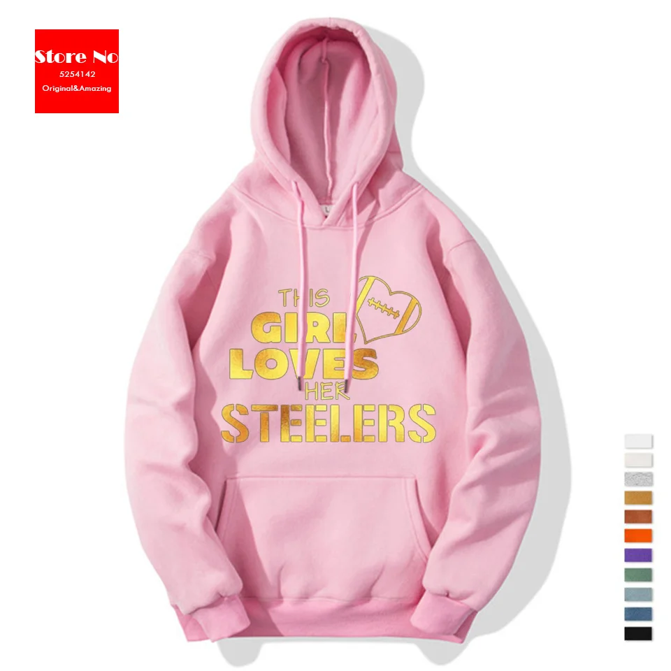 Осенне-зимняя Толстовка в стиле хип-хоп, толстовка с надписью «This Girl Loves Her Steelers», женские пуловеры с буквенным принтом, толстовка с капюшоном, куртка steelers