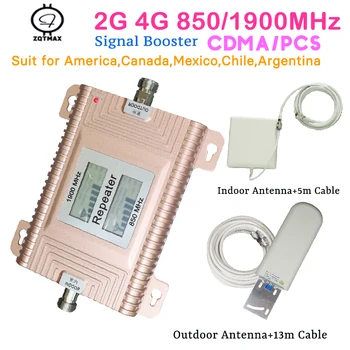 

ZQTMAX 850 1900 amplifier signal 2g 3g 4g repeater gsm signal booster LTE UMTS cellular data booster with antenna kits for home