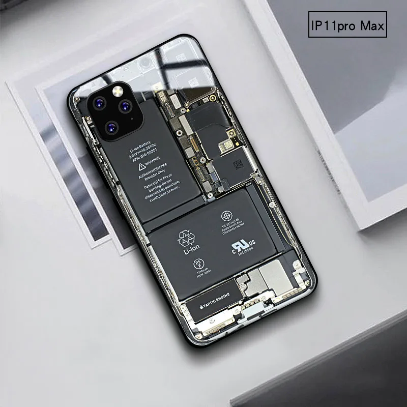 Circuit board Чехол для телефона для iPhone 11 Pro Max, силиконовый чехол из закаленного стекла с рисунком звездного неба и небулы - Цвет: Circuit board