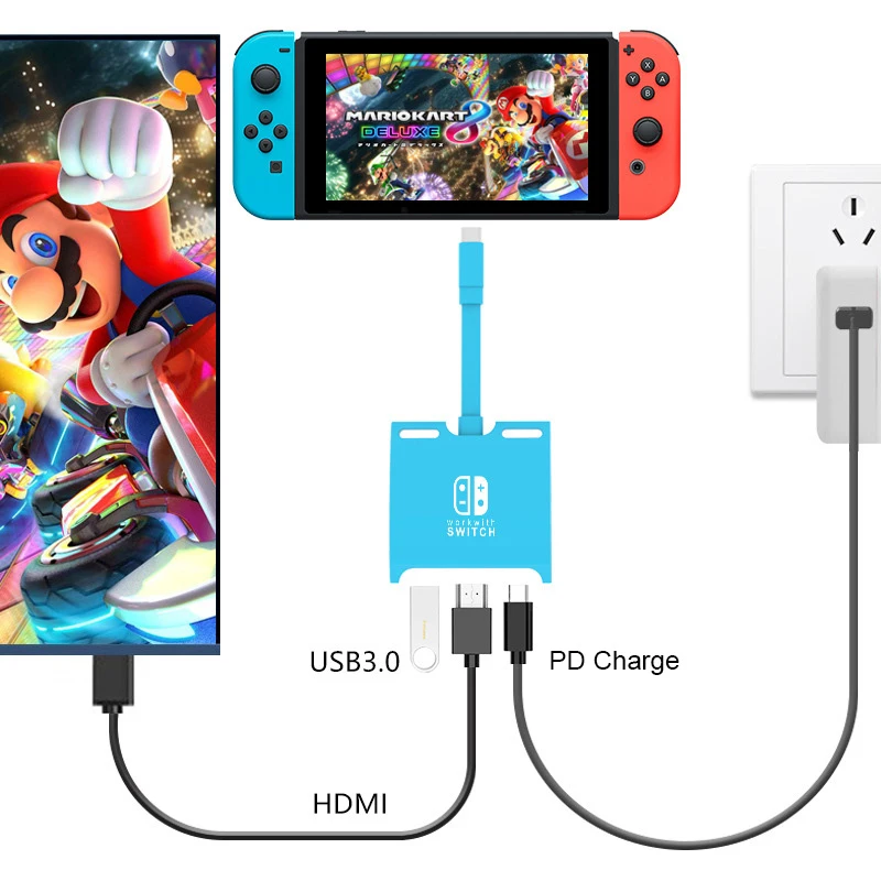 Switch Dock TV Dock for Nintendo Switch Accessories Docking Station USB Type C HUB to 4K HDMI USB 3.0 PD for Macbook Air M1 Pro