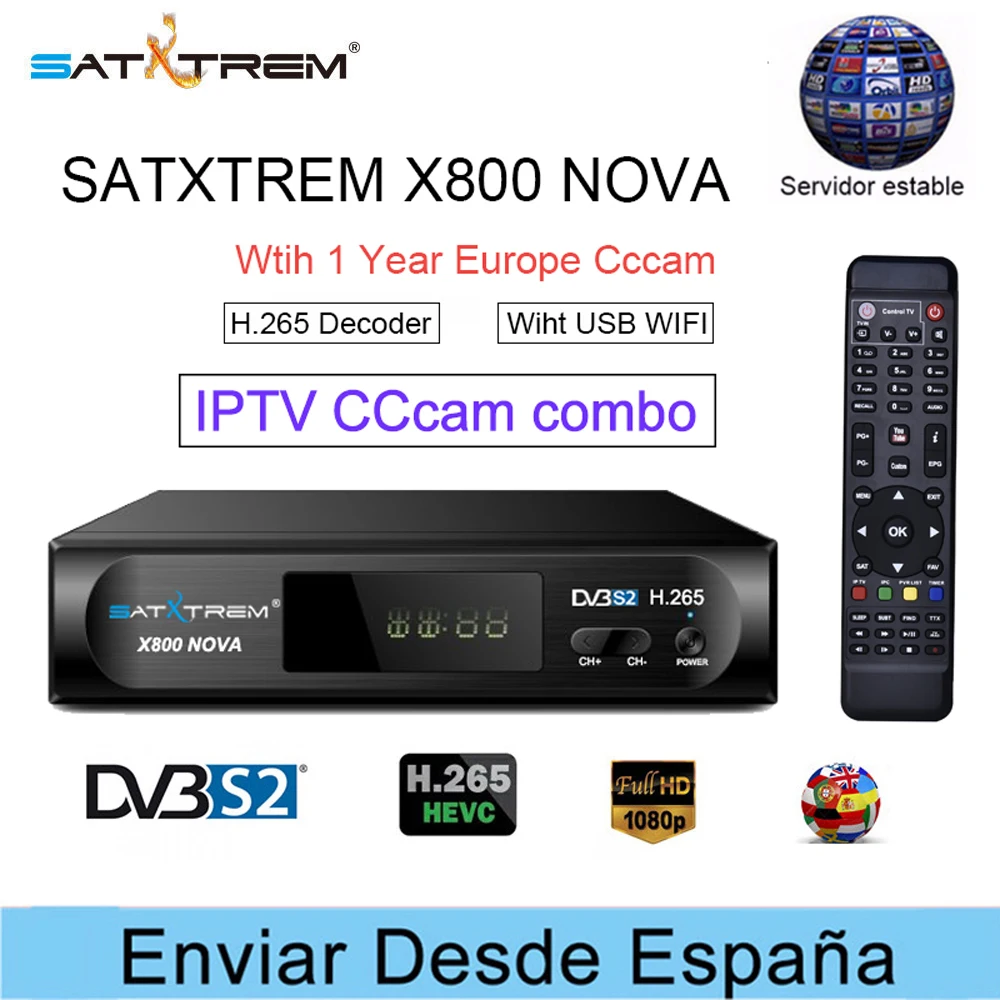 Satxtrem Receptor X800 Nova спутниковый ресивер+ USB wifi DVB-S2 HD 1080P Европа Clines на 1 год Испания Youtube Youporn Bisskey