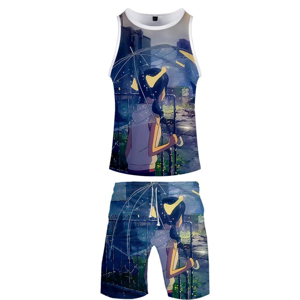 2019 two piece set casual hiphop shot sleeve 3d print men streetwear sports shorts 2pcs set