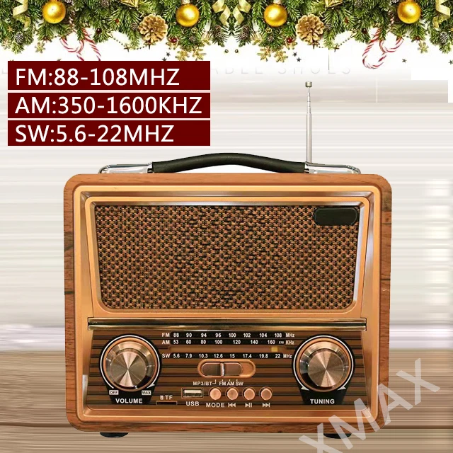 Retro FM Bluetooth Radio 110/220V FM/AM/SW Rechargeable SUPPORT USB/SD/TF Mp3 Player Portable Wooden Speaker | Электроника