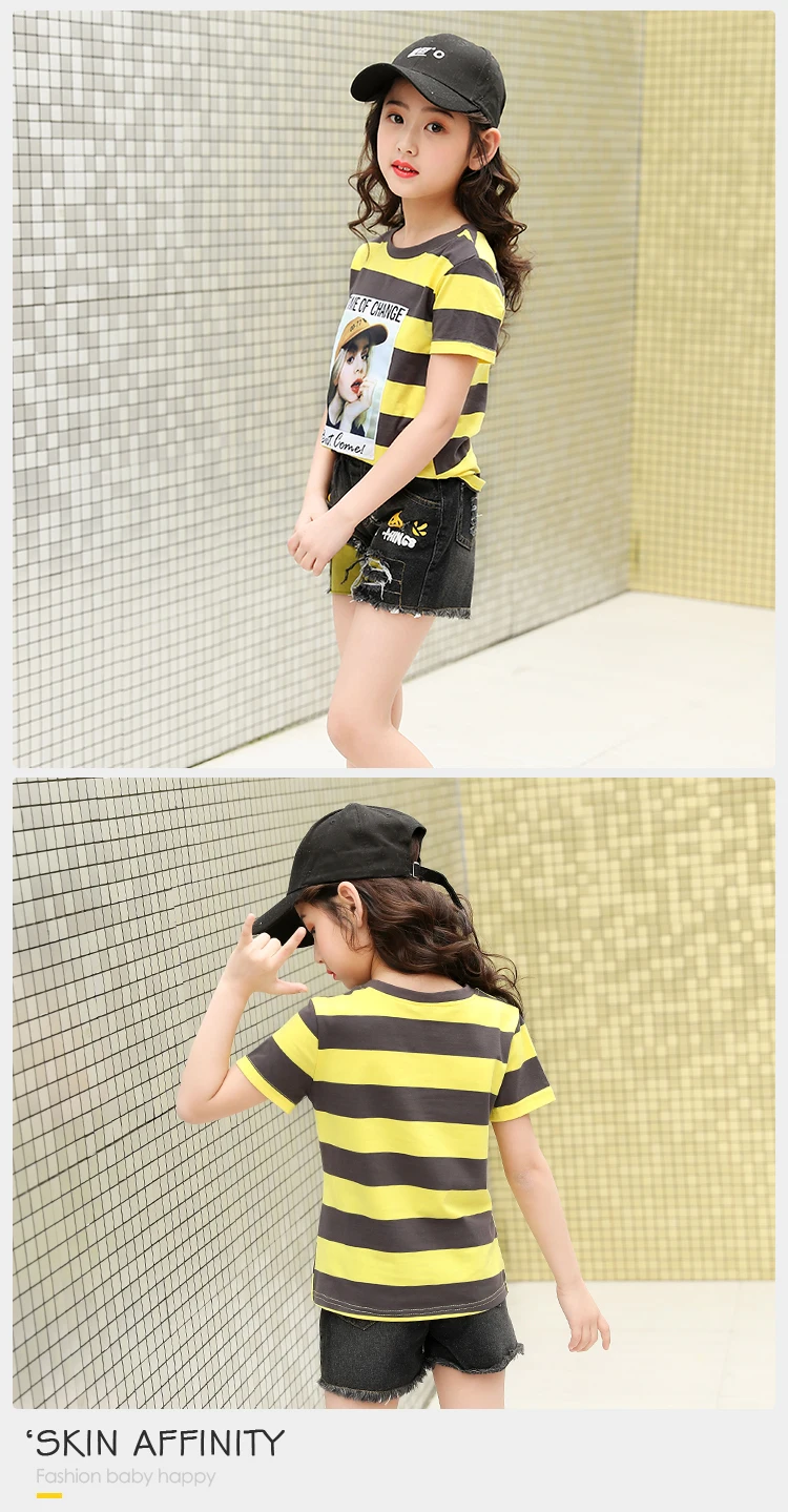 New Kid Fashion Girls Clothes Outfits Tops Pants Clothing Set New Girls Summer Cotton T Shirt Shorts Kids 2Pcs Clothing Set