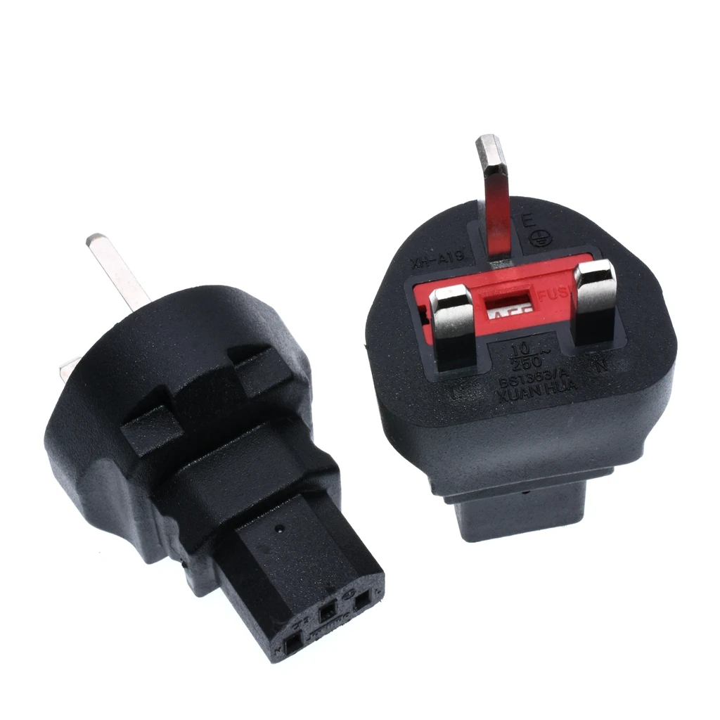 

Hi-Power IEC 320 C13 to UK plug AC Power Adapter with Fuse, BS1363A TO IEC 320C 13 conversion plug, 250V 13A