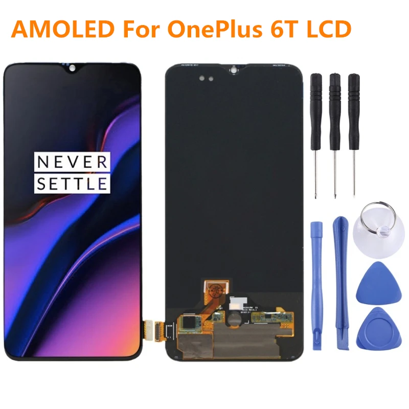 

AMOLED For OnePlus 6T A6010 A6013 LCD Display Touch Screen Digitizer Assembly For Oneplus 6 T For oneplus 1+6T with frame