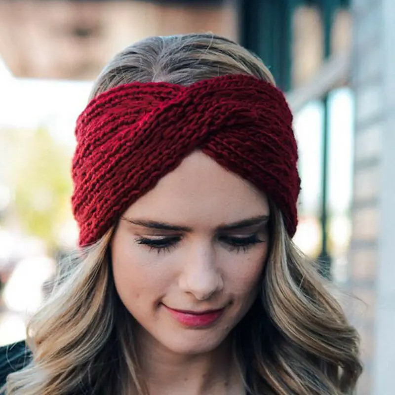

2019 Newest Hot Ladies Womens Girls Solid Knitted Headband Hair Band Ski Hat Earmuffs Winter Warm