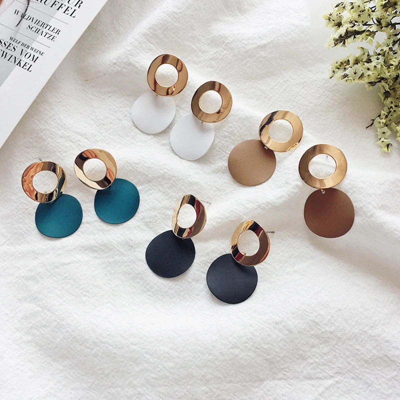

HOCOLE Boho Resin Drop Earrings For Women Vintage Earrings 2019 Geometric Gold Metal Earrings Statement Fashion Jewelry Brincos
