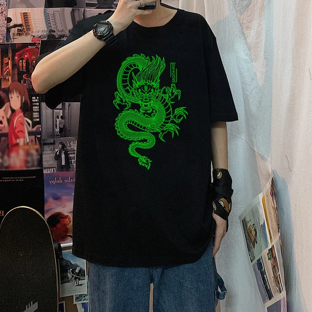 Camiseta informal holgada para hombre, ropa de calle con estampado de  dragón chino Vintage, Harajuku, fresca, Unisex, moda de verano - AliExpress