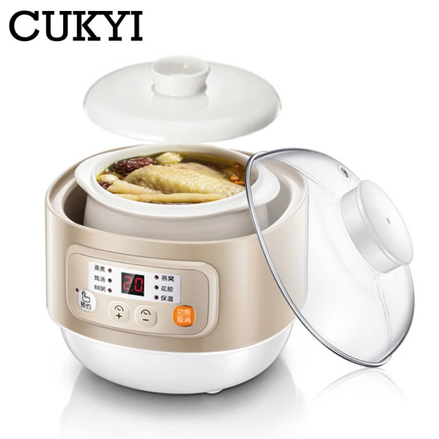 DMWD 1.5L Household Electric Mini Slow Cooker Mechanical/Smart Timer  Stewing Soup Porridge Pot Ceramic Linner Food Cooking Maker