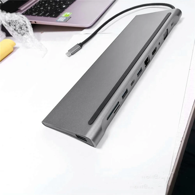 AAAJ-11 в 1 type-C концентратор портативный многофункциональный тип-c к USB-C USB3.0 RJ45 Gigabit+ HDMI+ VGA PD конвертер адаптер для MacBook