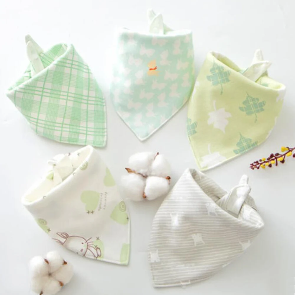 New 5 Pieces/Lot Baby Bib Newborn Feeding Burp Cloth Cotton Kids Triangle Scarf Teething Saliva Towel Soft Bandana Bibs 6