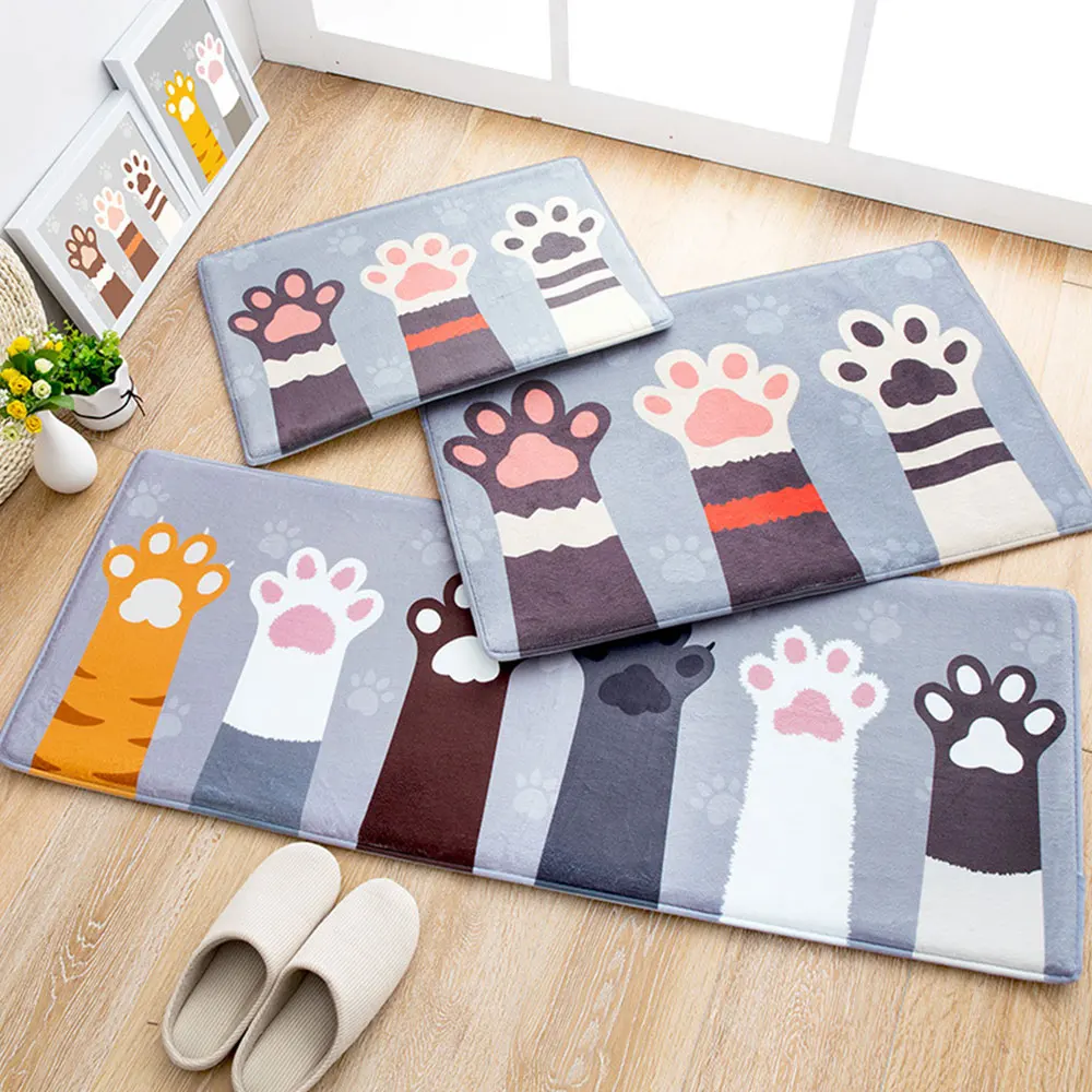Коврик для ног кошки пальмы товары для дома милый коврик для двери напольный коврик 40*60 см Фланель Гостиная противоскользящая ванная комната водопоглощающая