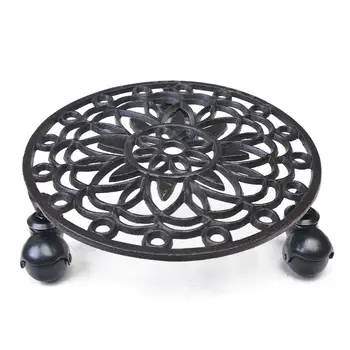 

Cast Iron Plant Stand Universal Movable Flower Pot Holder Rolling Tray Gravity Bearing Outdoor Large Flower Plant Pot Stand
