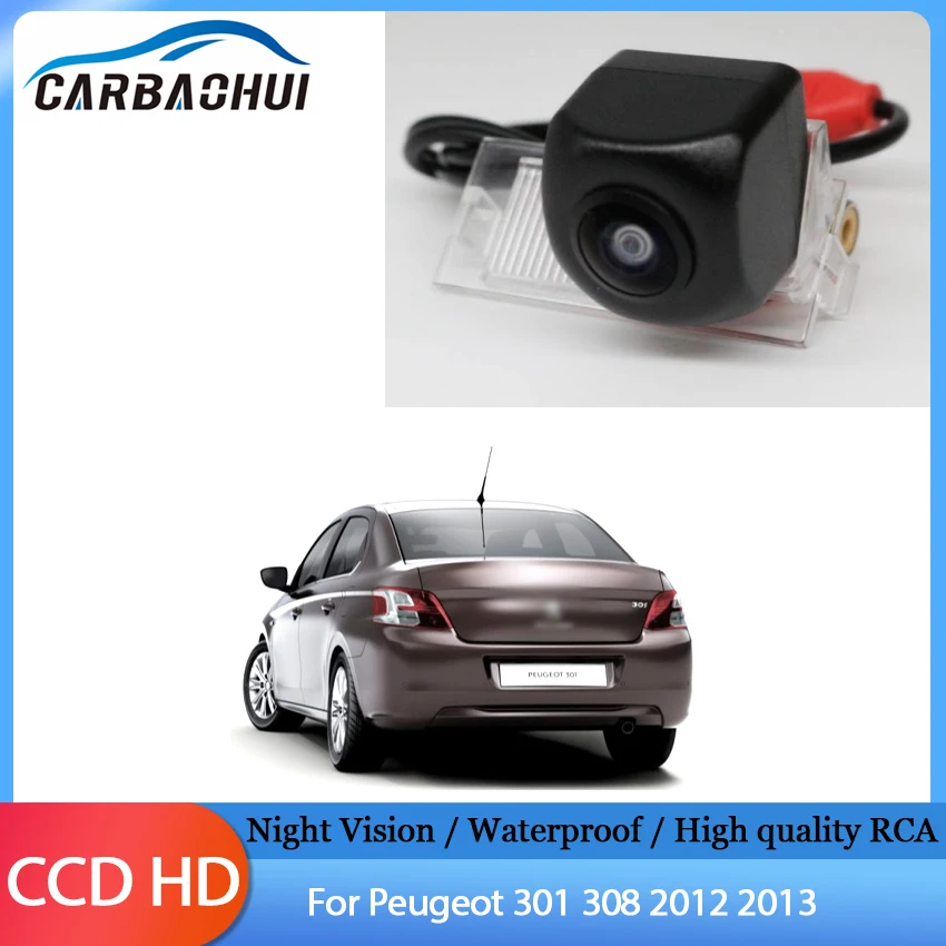 

Night Vision Car Back up Reversing Rear View Camera HD CCD High quality RCA Vehicle Camera For Peugeot 301 308 2012 2013